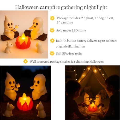 Ghost Campfire Night Light – Glowing LED Halloween Spooky Table Lamp - image 2