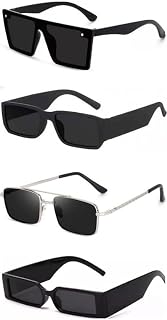 Sheomy Unisex combo offer pack of 4 shades Unisex Fashion Sunglasses Set, 4 Pairs, Metal Frame, Black and Silver - Combo4-... Price In India