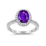 Blue Apple Co. Solitaire Accent Engagement Ring Halo Oval Simulated Morganite Round CZ Rose Tone 925 Sterling Silver