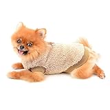 SMALLLEE_LUCKY_STORE Haustier-Sherpa-Fleece-Pullover Weste Rollkragenpullover mit D-Ring weiches Sweatshirt für kleine Hunde Katzen, Welpen Yorkie Chihuahua warme Herbst-Winterkleidung, Braun, M