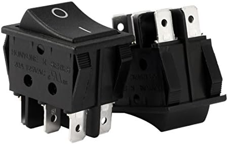 uxcell DPDT 6 Terminal 2 Position Boat Rocker Switch Black AC 20A/125V 22A/250V