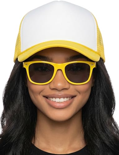 Image of Funky Junque Foam Trucker Hat, Trucker Hats for Women & Men - Blank Adjustable Snapback Mesh Back Baseball Cap