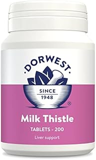Dorwest Milk Thistle Tablets for Dogs and Cats, 200 Tablets, Supports Liver Function, Antioxidant for Dogs, Immune System Heath, Natural Supplement