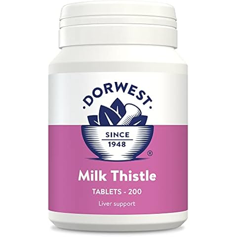 Dorwest Milk Thistle Tablets for Dogs and Cats, 200 Tablets, Supports Liver Function, Antioxidant for Dogs, Immune System Heath, Natural Supplement Cover