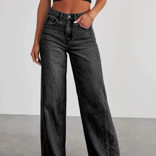 Valvari Sweatpant Jeans, 2025 High Waisted Pants Wide Leg, Straight Leg High Waisted Pull on Jeans2