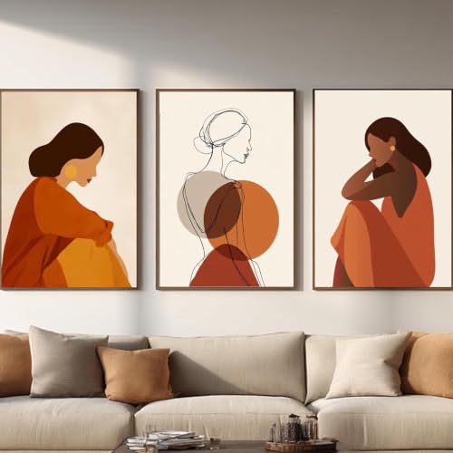 Minimalisme Tableau Décoration Murale Femme | Peinture Affiche Chambre Salon 3 Panneaux