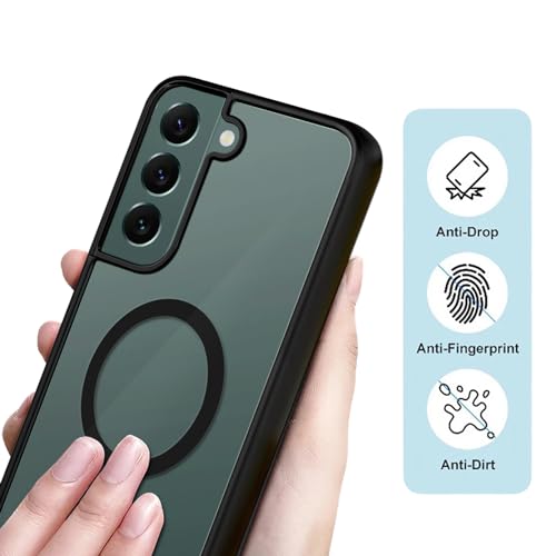 Image of Amazon Brand - Solimo Thermoplastic Polyurethane Case Compatible with Mag-Safe Wireless Charging Slim Back Cover with Inner Magnetic Ring for Samsung Galaxy S22 5G - Black