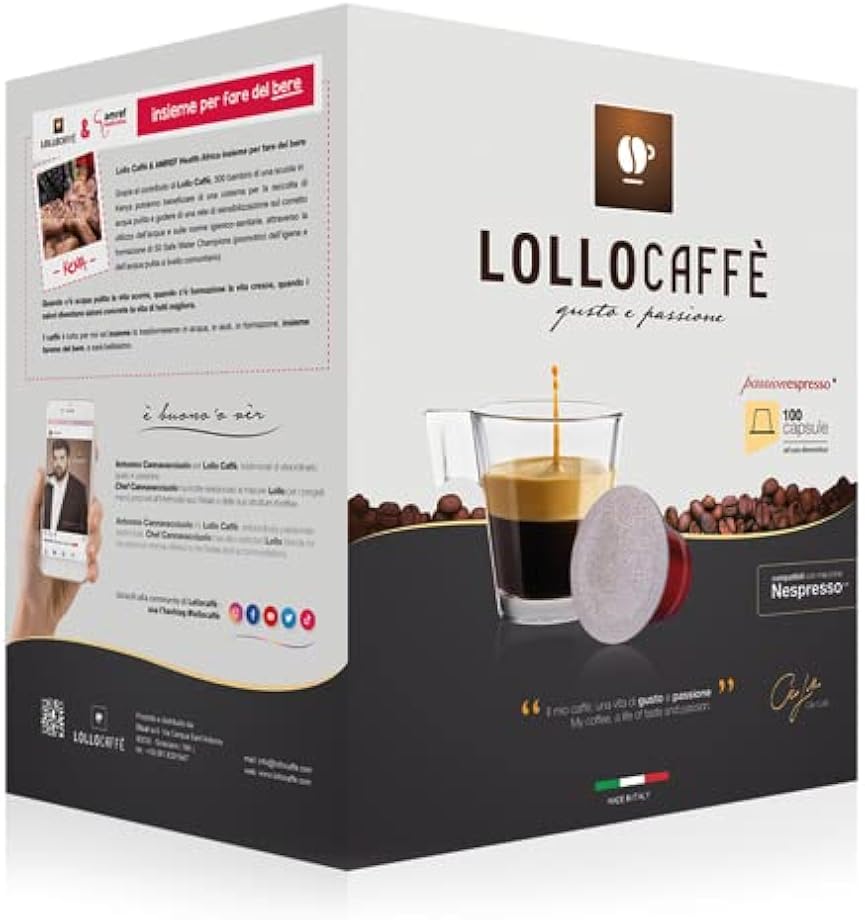 100 capsule compatibili nespresso da 5.5g lollo caffÈ