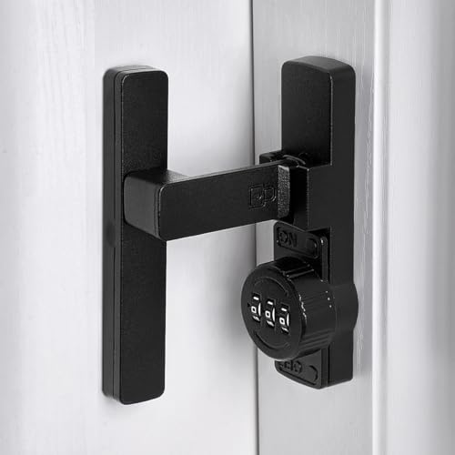 Image of INIRET 2 Packs Matte Black 90 Degree Barn Door Lock,Mechanical Password Lock,3 Digit Password Keyless,Flip Latch with Combination,Protect Privacy,for Barn Door,Cabinets,Windows,Garden,Bathroom