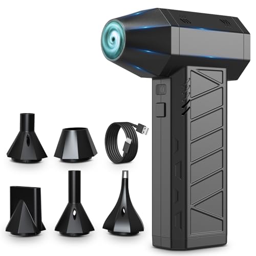 Compressed Air Duster Air Gun - Powerful Cordless Rechargeable 4-Gear Adjustable Air Blower with LED Lighting, for Computer, Keyboard, Car, Outdoor