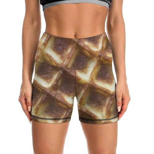 JYYAU Waffles Pattern High Waist Yoga Shorts for Women Athletic Shorts Leggings Running Pants Black