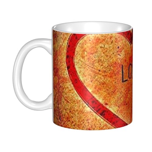 マグカップ - セラミックコーヒーカップ、ミルクカップ、(330ml) - 耐熱性、耐寒性、大容量、軽量、環境に優しい - ギフト選択(ハート型の赤が大好きです )