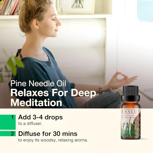 Image of Esslux Pine Essential Oil for Diffuser - 100% Pure & Natural | Invigorating Fall Pine Aroma for Candle Making, Soap Making & DIY Projects | Perfect for Aromatherapy & Refreshing Spaces, 30 ML