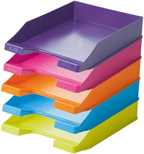 HAN 1027-X Briefablage Klassik DIN A4/C4 stapelbar stabil modern (Sortiert | Trendfarben 5er Pack)