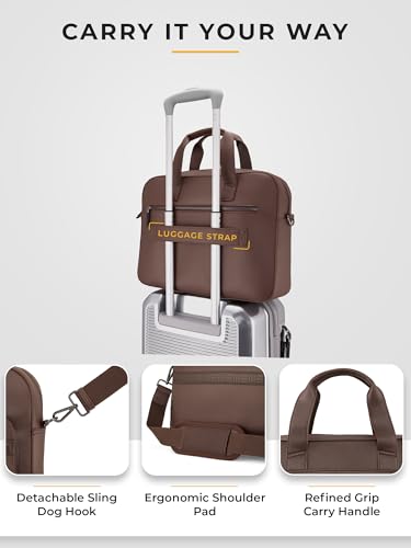 Image of EUME Optimo Laptop Bag for Men | Water Resistant Messenger Bag | Tablet Compartment| Multiple Organisers | Fits Upto 15 inch Laptop | Vegan Leather Office Bag.