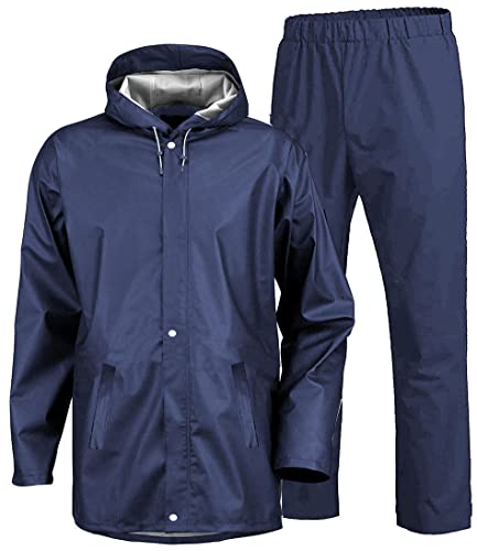 Image of Mens Raincoat Suit with Pant Set Majestiva Series | Waterproof Lightweight Breathable Rain Wear | Strong Stitching, Elastic Cuff & Waterproof Zipper Raincoat for men waterproof