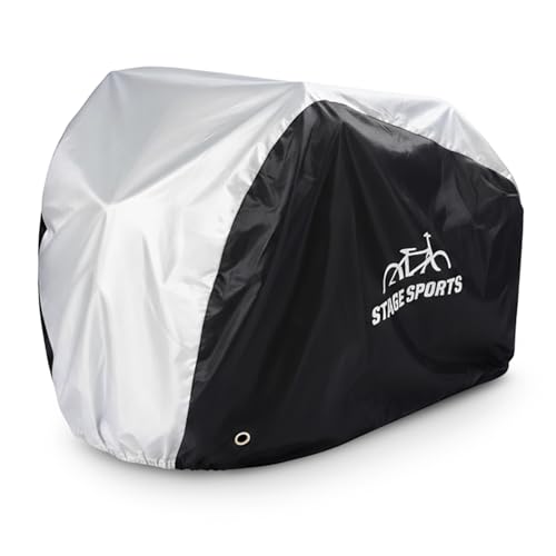 Stage Sports Bike Cover Waterproof Outdoor For Storage Heavy Duty Bicycle 3 Bikes With Anti-Theft Lock Holes Ebike Accessories Include Bag Uv Resistant 210D Oxford Fabric