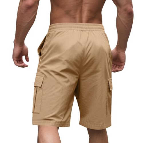 Image of Men's Cargo Shorts Elastic Waist Outdoor Loose Fit Sport Shorts Summer Joggers Casual Short with Multi-Pocket