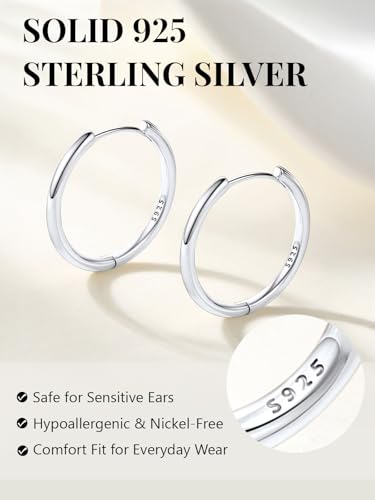 Image of Silvora 14K Gold Plated Huggie Hoop Earrings for Women, Small Sterling Silver Hoops, Hypoallergenic Cartilage Earrings for Sensitive Ears 8 /10 /12 /14 /16 /18 /20MM