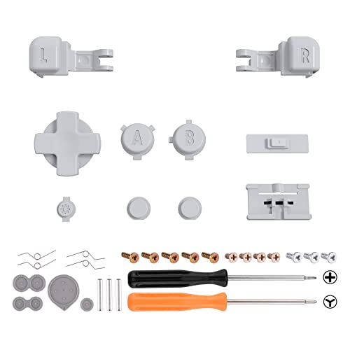 Image of eXtremeRate Light Grey Custom Full Set Buttons for Gameboy Advance SP, Replacement A B L R Button Power On Off Volume Button D-pad Key for GBA SP Console - Console NOT Included
