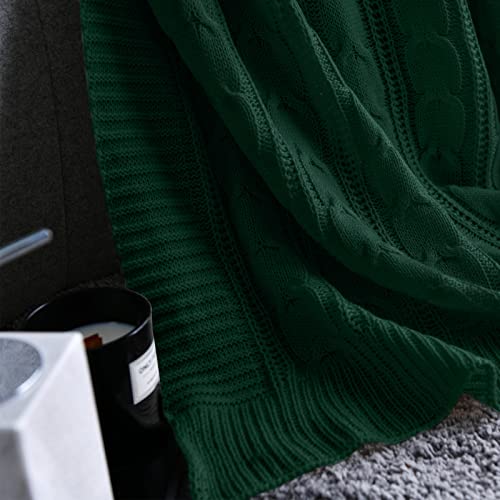 Jinchan Cable Knit Throw Blanket For Couch Lightweight Soft Cozy Twin Size Throw Blanket Green Decorative Throws For Modern Farmhouse Living Room Bedroom 60"X80" Accent Throw For Gifts #TOP2