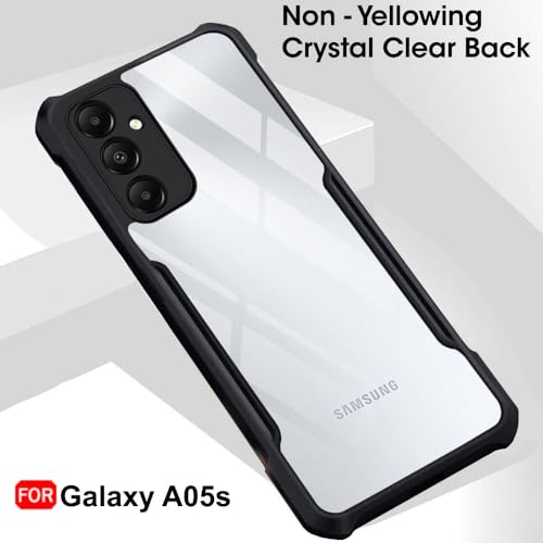 Image of TheGiftKart Shockproof Crystal Clear Back Cover Case for Samsung Galaxy A05s / M14 4G | 360 Degree Protection | Protective Design | Transparent Back Case Cover (PC & TPU, Black Bumper)