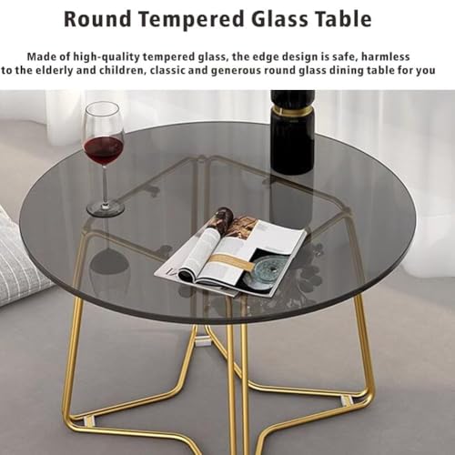 Table Basse Ronde Verre Transparent Table D'appoint Salon Bureau 45cm - 5
