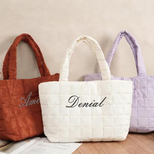 Bolso Tote de Nylon Acolchado Personalizado para Mujer miniatura 7
