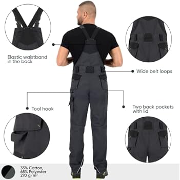 BWOLF Brave Werkbroek voor heren, werkbroek met multifunctionele zijzakken, rugzakken en kniebeschermers, versterkt met 600D polyester (grijs, XL