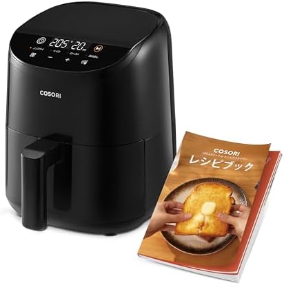 COSORI ノンフライヤー 2L 一人用 エアフライヤー オイル97%カット 省エネ ミニ 卓上 電気 フライヤー 揚げ物 専用レシピ付き ブラック ‎CAF-LI211-KJP