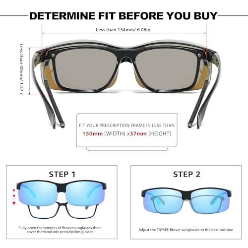 Image of Trysee Polarized Fit Over Glasses Sunglasses for Men Women with Semi Rimless Frame & UV Protection Lenses TS1218M
