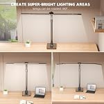 LED Desk Lamp for Home Office - 24W Bright Double Head Desk Light with Clamp Eye Caring Architect Task Light 25 Lighting Modes Adjustable Flexible Gooseneck Lamp (All Black) - Image 4