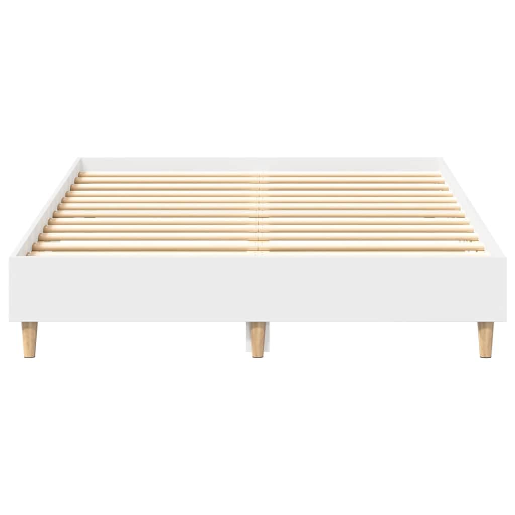 Biała rama łóżka bez materaca, 135 x 190 cm, materiał drewnopochodny ze stelażem, stabilny drewniany stelaż do łóżka podwójnego, pojedynczego łóżka, łóżko dziecięce, łóżko młodzieżowe