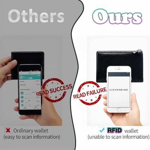 Unisex Pebble Real Leather RFID Wallet,Mens Wallets RFID Blocking,Short Wallet Holder Protected with Leather Coin,Slim Small Dual Zipper Coin Pockets 6-Card Slots & Cash Organizer Bifold4