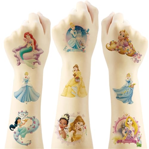 20PCS Cute Cartoon Princess Temporary Tattoos Stickers Cute Cartoon Waterproof Temporary Tattoos Stickers Reward Supplies Halloween and Christmas Surprise Decoration Supplies