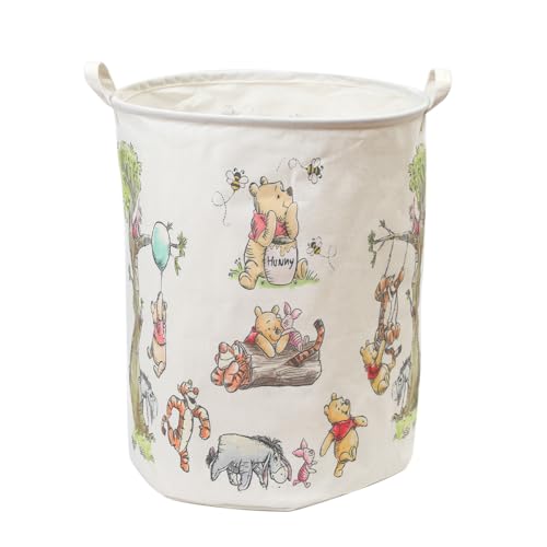 Image of Winnie Nursery Storage Basket, Large Barrel Shaped Canvas Laundry Hamper With A Waterproof PE Coating, Foldable, Bathroom and Bedroom Set, Clothes,Toys Bin, Baby Nursery Hamper Decor(White)