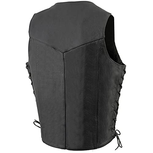 Image of Milwaukee Leather Men's Premium Leather Western Style V-Neck Motorcycle Rider Vest with Front Snap Closure |LKM|ML|SH