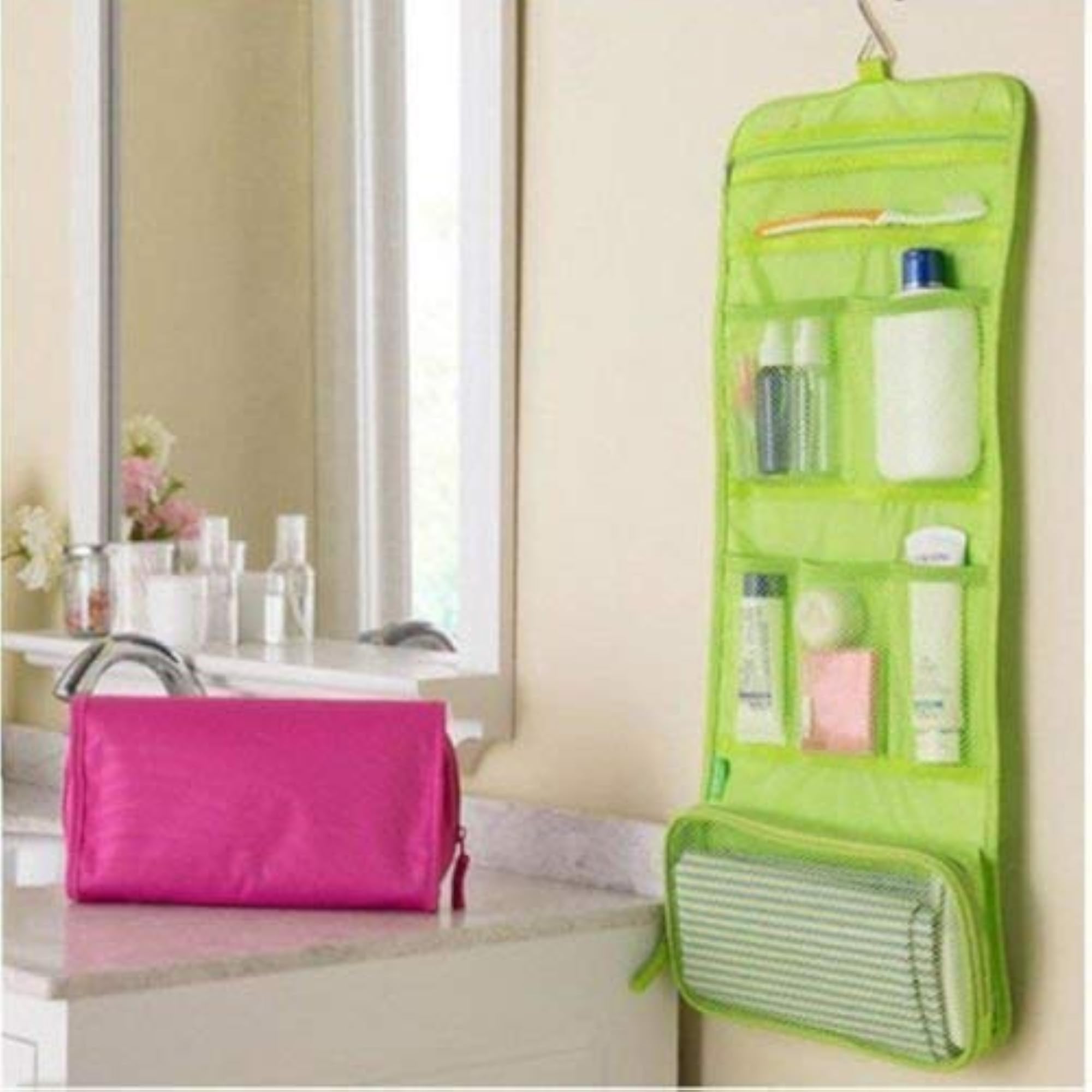 Folding Hanging Travel Cosmetic Bag Organizer
