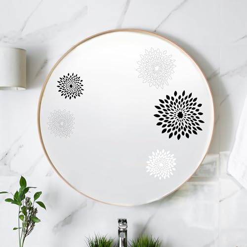 Set de 7 Vinilos Decorativos Florales en Blanco y Negro