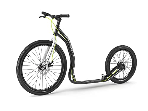 Yedoo Trexx Disc Tretroller - bis 150 kg, mit Luftreifen 26/20 - Offroad Scooter für Erwachsene, Dogscooter aus Aluminiumlegierung mit Scheibenbremsen und verstellbarem Lenker, Gewicht 9,1 kg schwarz