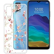 for ZTE Blade A71 [6.52"] Case, Soft Silicone Bumper Shell Transparent Flexible Rubber Phone Protective Cases TPU Cover for ZTE Blade A71 -Peach Blossom