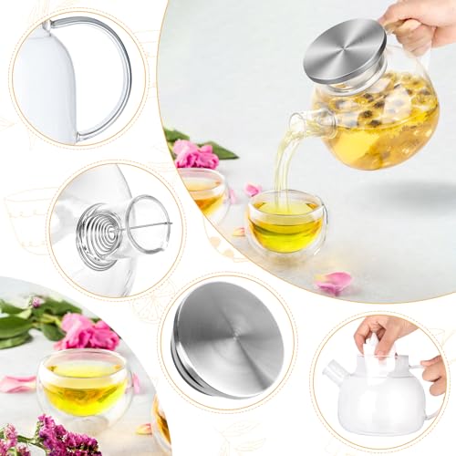 1L Teekanne Glas, Transparente Glasteekanne mit Siebeinsatz, Teekanne Glas 1 Liter mit Deckel, Klar, Hitzebeständig, mit Herausnehmbarem Filter, für Tee, Blumentee und Saft (1000ML)