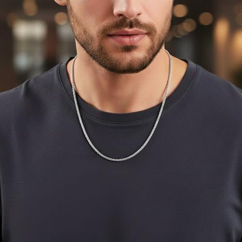 Image of THE MEN THING Chain for Men, Luxury Pure Titanium Steel Chain | Silver Stainless Steel Chain | Necklace Jewellery for Men & Boys