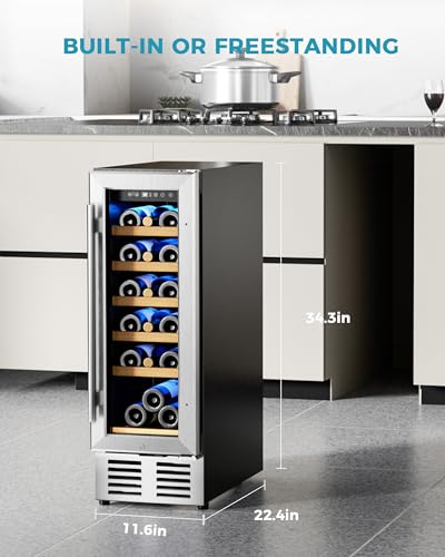image for EUHOMY 12 Inch Wine Cooler Refrigerator, Wine Fridge 18 Bottles, Built