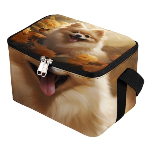GzLeyigou Lunch Bags for Women Men 9 Cans,Puppy Corgi Hot & Cold Food Delivery Bag Insulated Grocery Bag Insulated Lunch Box Cute Dog Cooler Bag for Office Work Picnic Beach