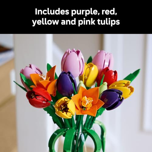 Image of LEGO Botanicals Tulip Bouquet Building Set for Adults - Gift for Birthdays - Bedroom, Book Shelf & Office Decor for Women & Men, Ages 18+ - Artificial Flowers Crafting Kit - 11501
