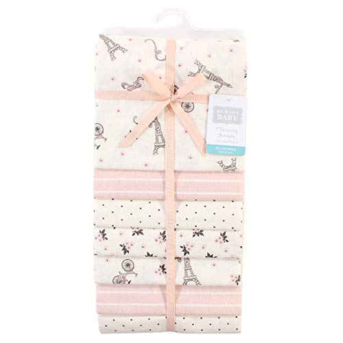 Image of Hudson Baby Unisex Baby Cotton Flannel Receiving Blankets Bundle, Paris, One Size
