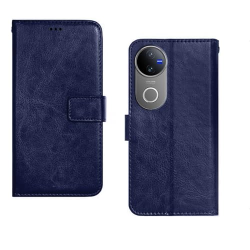 Image of Inktree Vivo V50 5G Flip Cover | Leather Finish | Complete Protection Flip Case for Vivo V50 5G - Blue