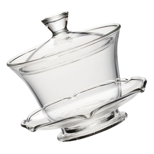 Juego de té gongfu de cristal con taza y plato para oficina 2