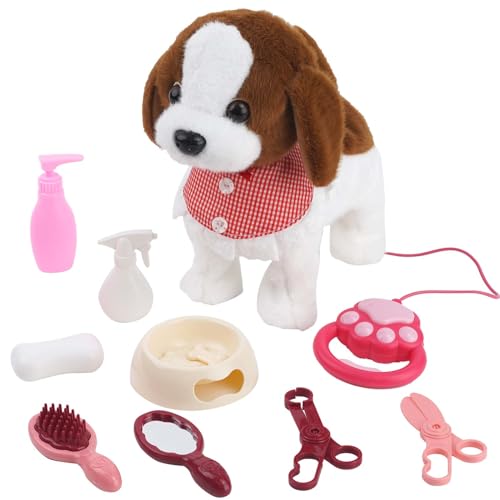 Arkyomi Juguete Interactivo para Bebé Electrónico Perro Mascota Ladra y Anda Simulación Peluche Cachorro Pet Niñas y Niños de 2 3 4 5 años marrón